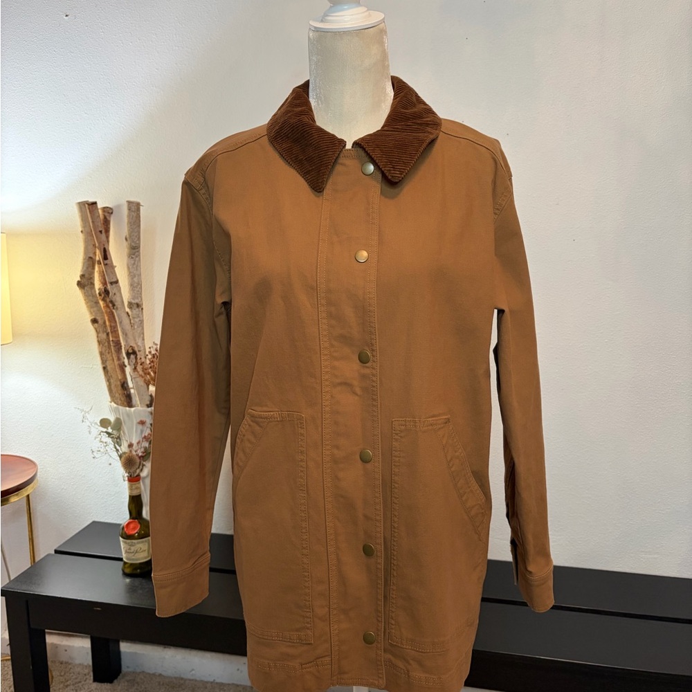 Old Navy Tan Canvas/Barn Jacket with Corduroy Collar